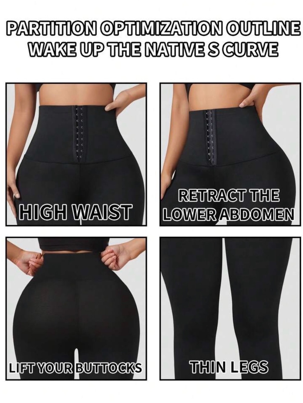 High-Waist Black Shapewear Waist Trainer Leggings